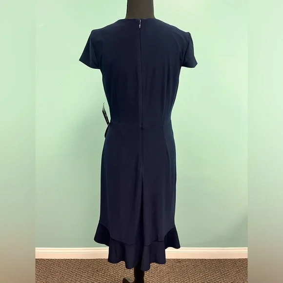 Jessica Howard surplice side ruffle dress in navy size 8. - Picture 3 of 6